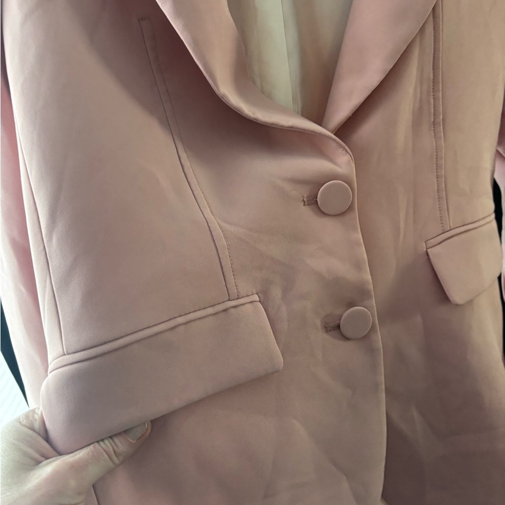 Zara Solid Pink Button Blazer - image 5